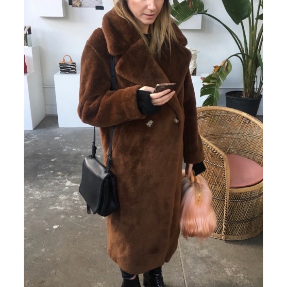 H&M Women's Brown Teddy Maxi Coat